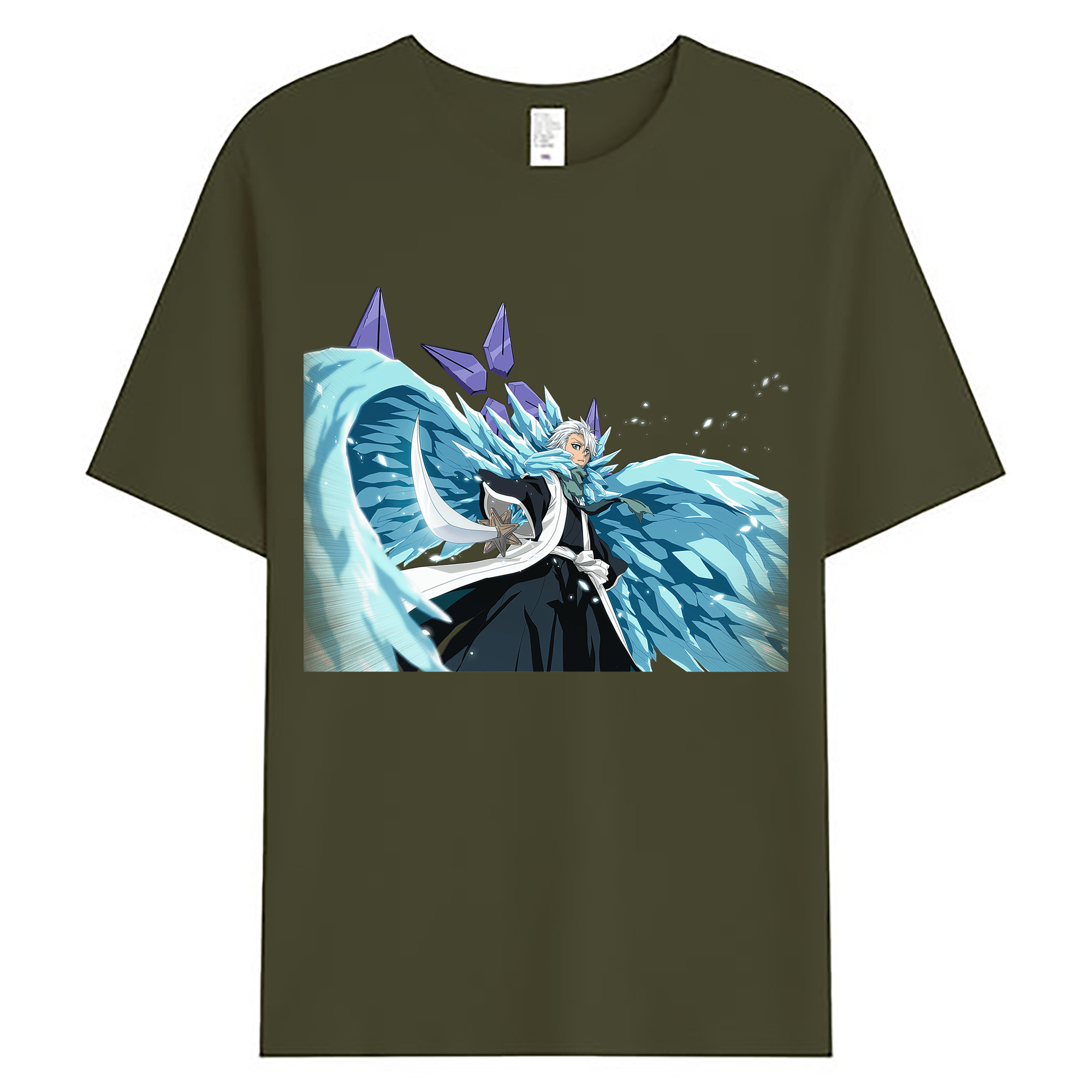 （画像用） ブリーチ 日番谷冬獅郎（ひつがや とうしろう） BLEACH Hitsugaya Toushirou 綿100％ メンズ半袖Tシャツ｜肌触りやわらか＆通気性